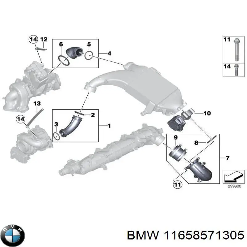 11658571305 BMW pierścień króćca turbiny, doładowywanego powietrza