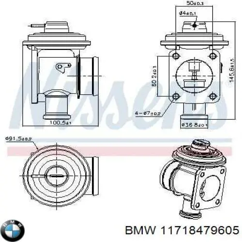 Zawór recyrkulacji spalin EGR BMW 11718479605 cena, od 56,56 USD