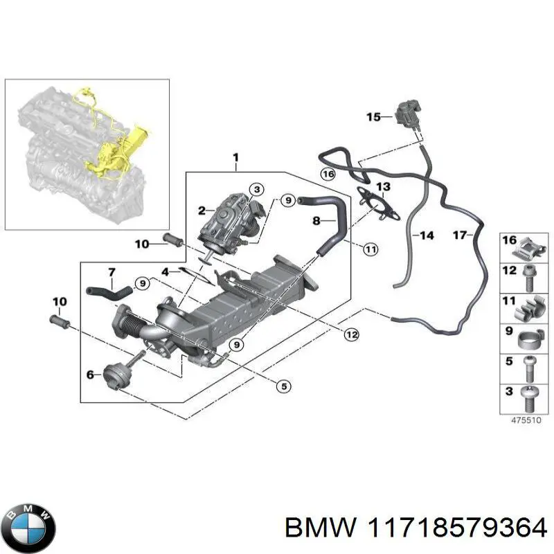 Uszczelka zaworu recyrkulacji EGR BMW 11718579364 cena, od 7,89 USD
