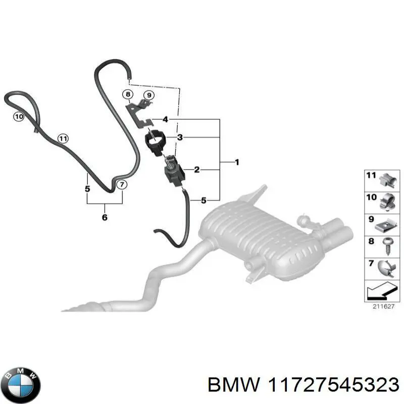 Do koszyka 11727545323 BMW Króciec wentylacji kadłuba (separatora oleju)