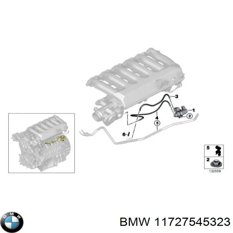 Króciec wentylacji kadłuba (separatora oleju) BMW 11727545323 cena, od 22,33 USD