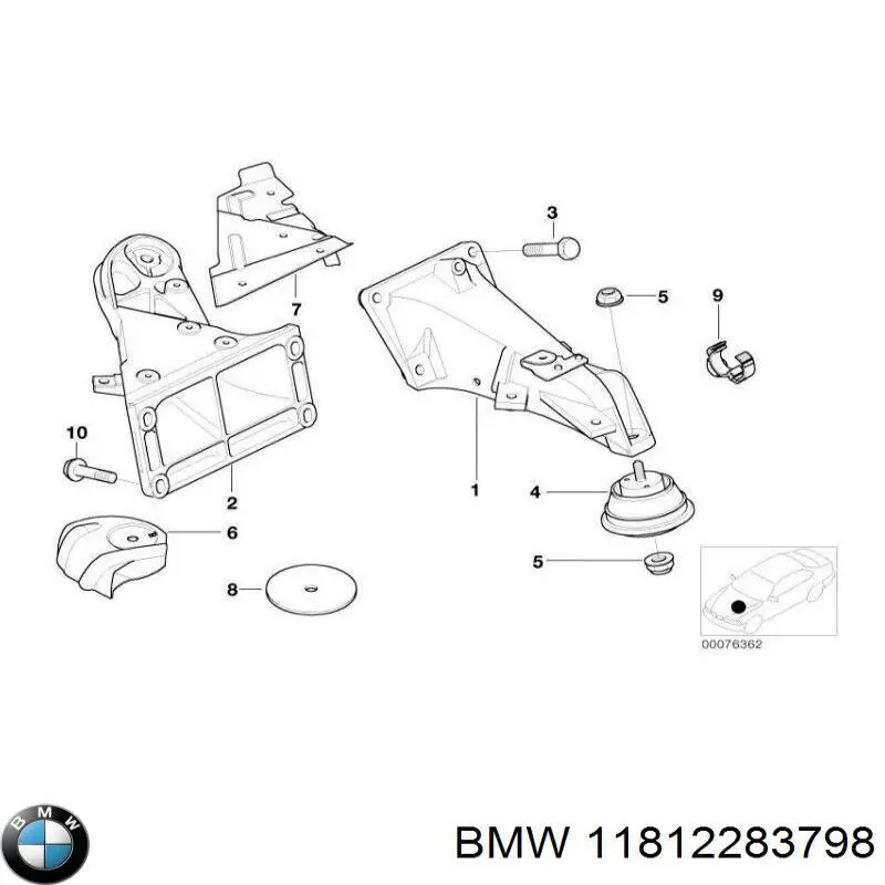 Do koszyka 11812283798 BMW Poduszka (podpora) silnika lewa/prawa