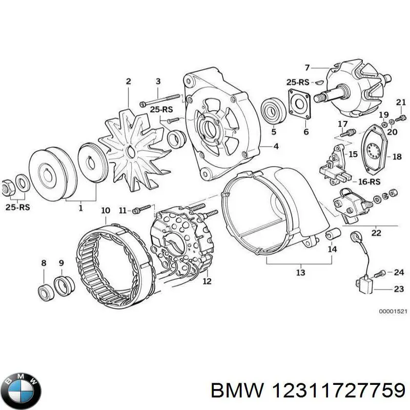 12311727759 BMW uzwojenie alternatora, stojan