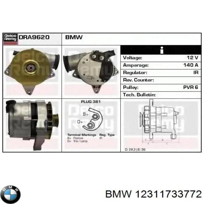 Alternator BMW 12311733772 cena, od 148,83 USD