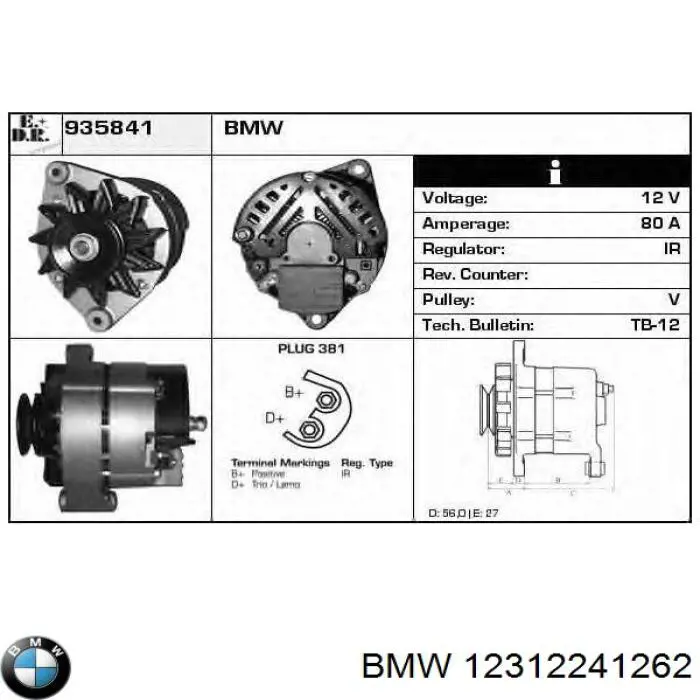 12312241262 BMW Alternator
