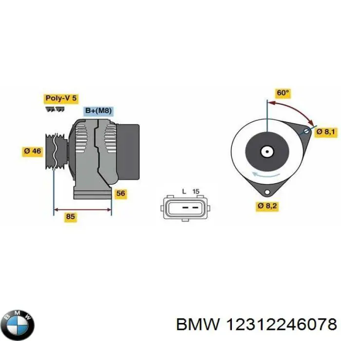 Alternator BMW 12312246078 cena, od 220,24 USD