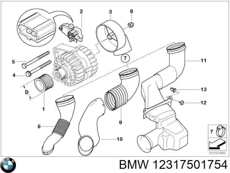 Koło pasowe alternatora BMW 12317501754 cena, od 8,37 USD