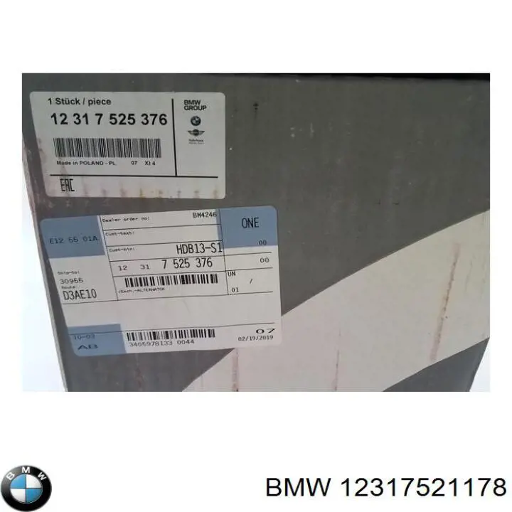 12317521178 BMW Alternator