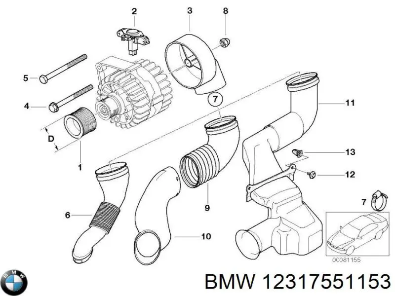 Do koszyka 12317551153 BMW Regulator alternatora (przekaźnik ładowania)