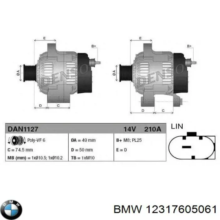 Alternator BMW 12317605061 cena, od 172,77 USD