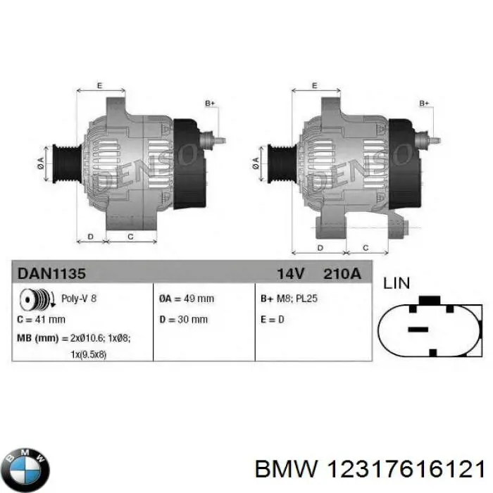 Alternator BMW 12317616121 cena, od 352,74 USD
