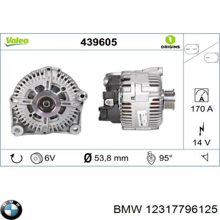 Alternator BMW 12317796125 cena, od 286,72 USD