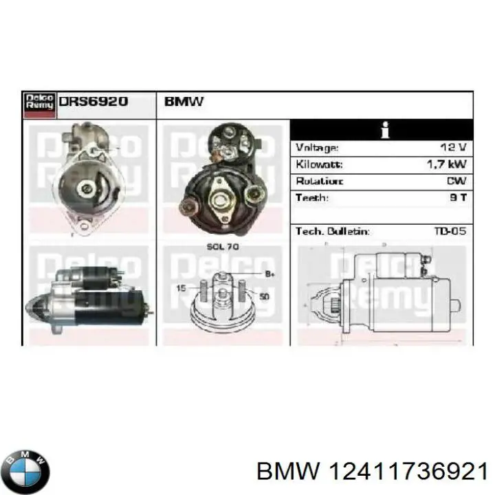 Do koszyka 12411736921 BMW Rozrusznik