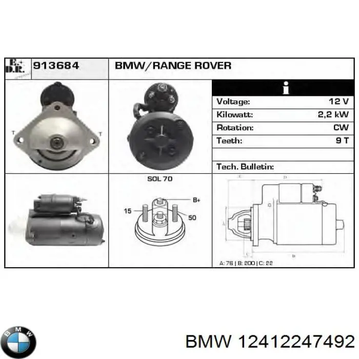 Do koszyka 12412247492 BMW Rozrusznik