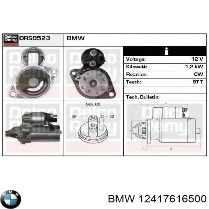 Do koszyka 12417616500 BMW Rozrusznik