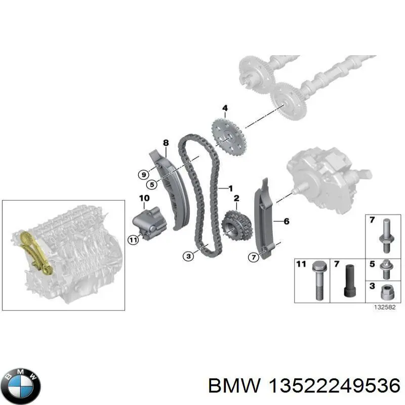13522249536 BMW Koło zębate walcowe pompy wtryskowej