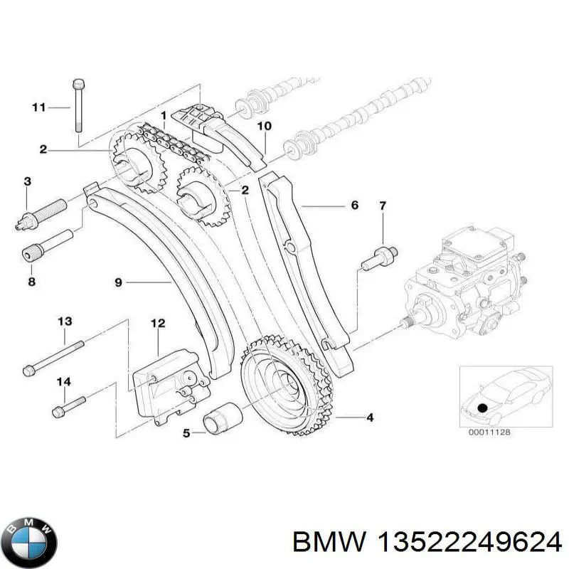 Tłumik drgań łańcucha pompy wtryskowej BMW 13522249624 cena, od 15,73 USD