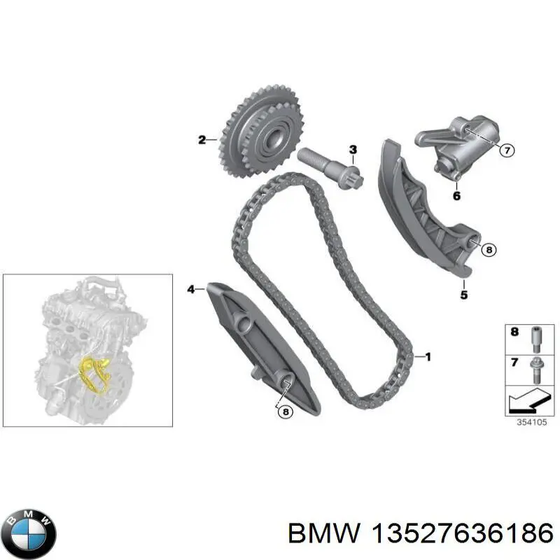 Tłumik drgań łańcucha rozrządu, lewy do BMW X4 (G02, F98)