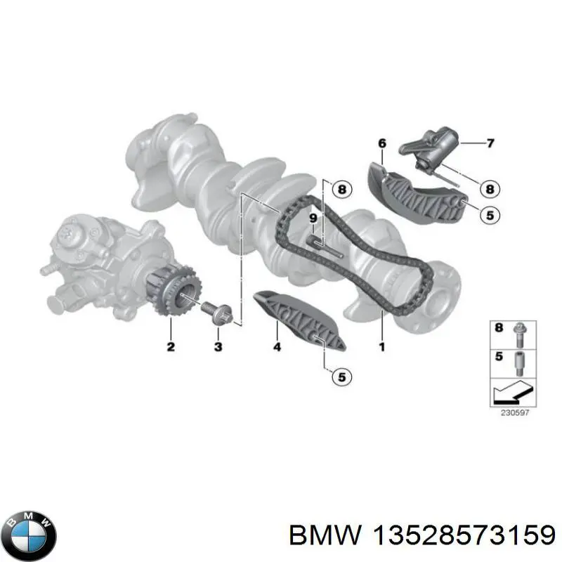 Tłumik drgań łańcucha rozrządu, prawy BMW 13528573159 cena, od 16,48 USD