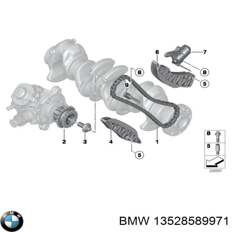 Łańcuch pompy wtryskowej BMW 13528589971 cena, od 44,21 USD
