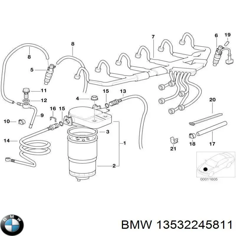 Wtryskiwacz paliwa BMW 13532245811 cena, od 411,98 USD