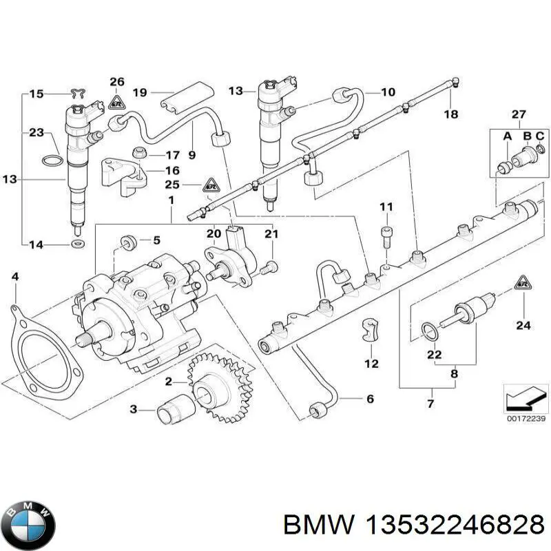 Wtryskiwacz paliwa BMW 13532246828