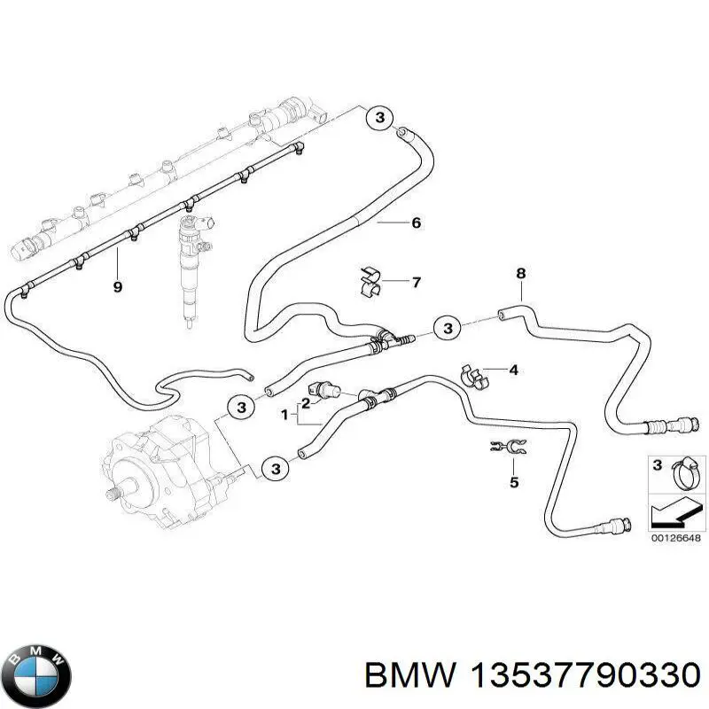 Do koszyka 13537790330 BMW Rurka paliwa, zwrotna od wtryskiwaczy