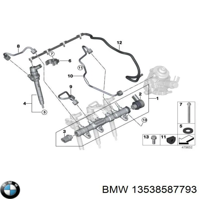 13538587793 BMW Rurka paliwa, zwrotna od wtryskiwaczy