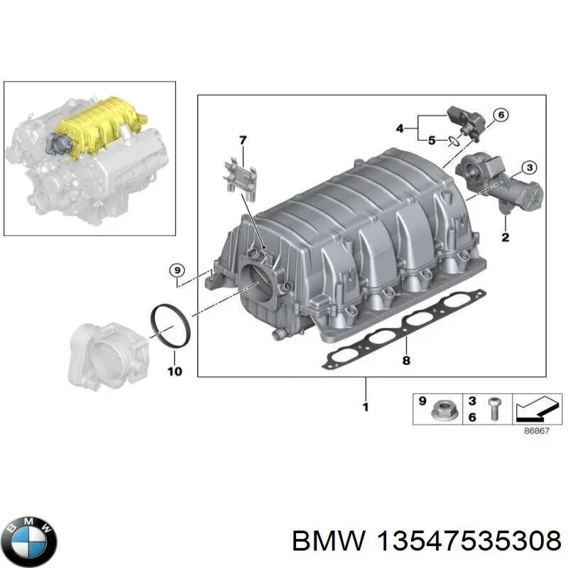 Przepustnica, komplet BMW 13547535308 cena, od 230,58 USD