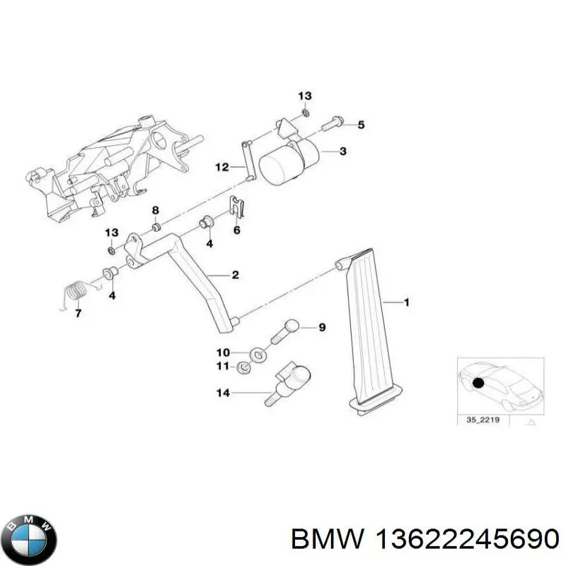 Czujnik położenia pedału przyspieszenia (gazu) BMW 13622245690 cena, od 45,97 USD