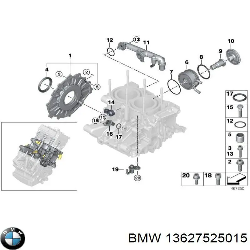 Czujnik położenia wału korbowego BMW 13627525015