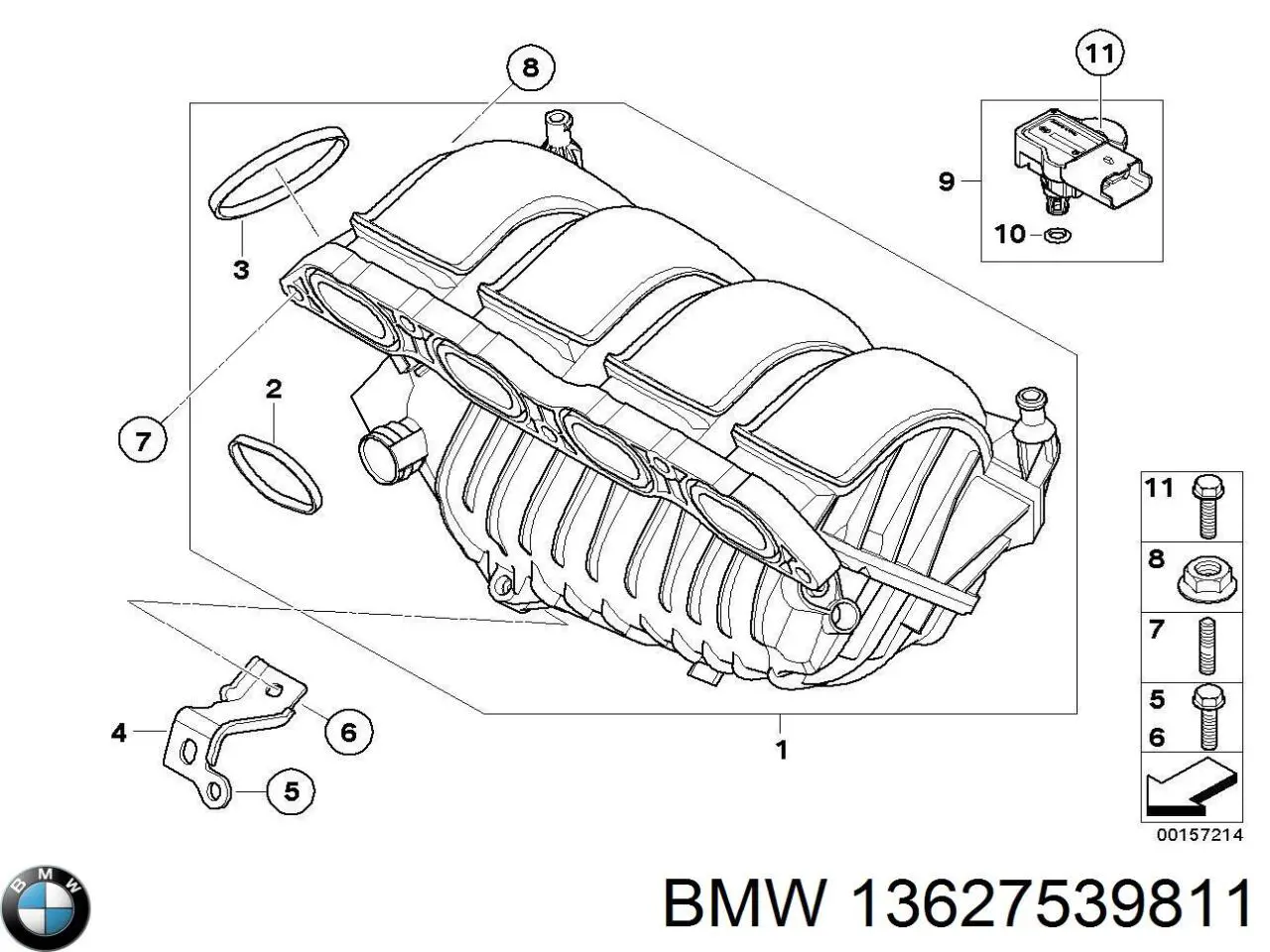 Do koszyka 13627539811 BMW Czujnik ciśnienia w kolektorze ssącym, MAP