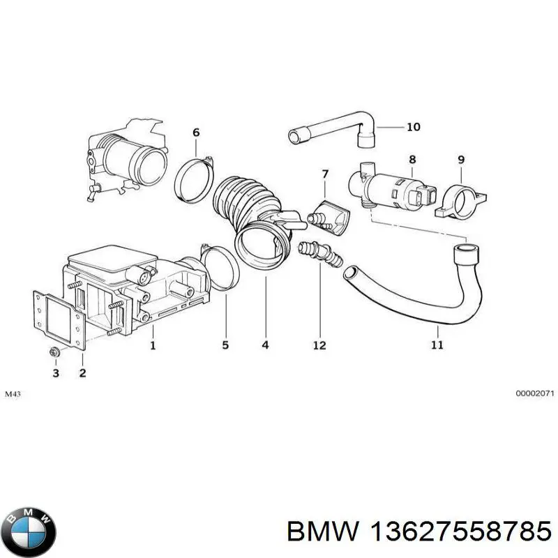 13627558785 BMW Czujnik przepływu powietrza, przepływomierz powietrza M.A.F.