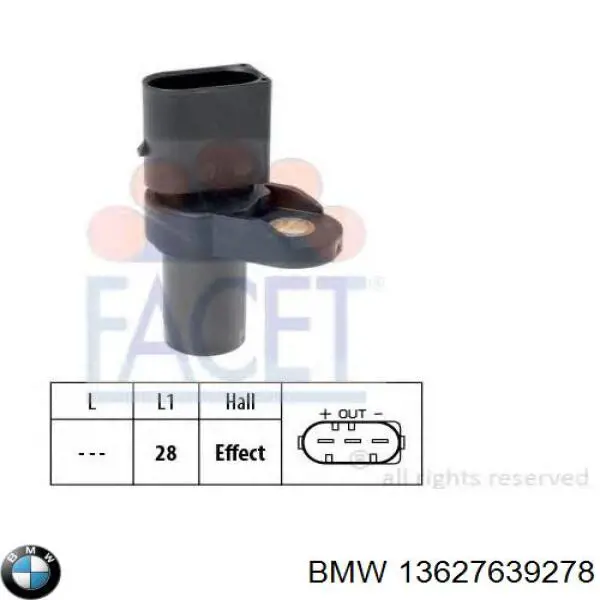 Czujnik położenia wałka rozrządu BMW 13627639278