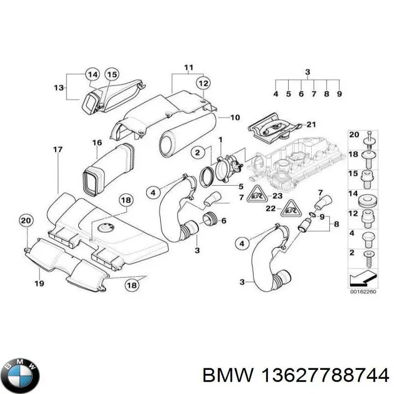 Czujnik przepływu powietrza, przepływomierz powietrza M.A.F. BMW 13627788744