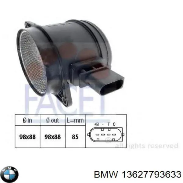 13627793633 BMW Czujnik przepływu powietrza, przepływomierz powietrza M.A.F.