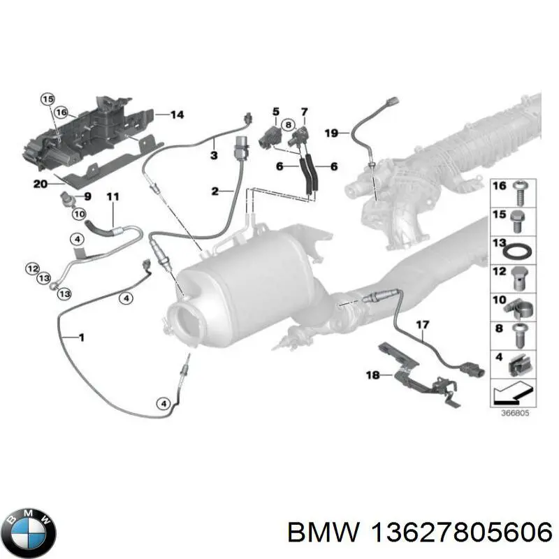 Czujnik temperatury spalin, po katalizatorze BMW 7805606