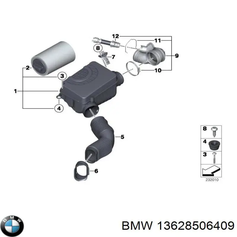 Czujnik przepływu powietrza, przepływomierz powietrza M.A.F. 13628506409 BMW