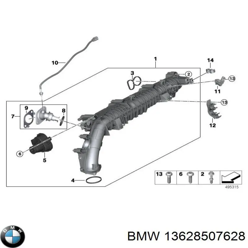 Do koszyka 13628507628 BMW Czujnik temperatury spalin, przed katalizatorem