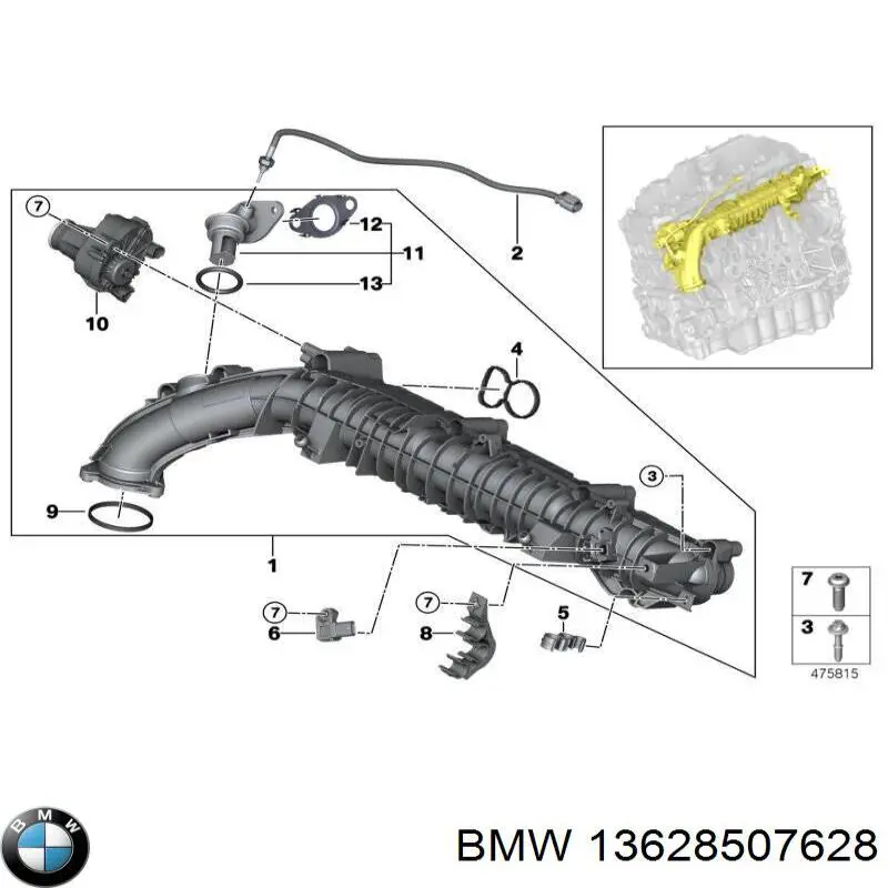 Czujnik temperatury spalin, przed katalizatorem BMW 13628507628 cena, od 74,91 USD