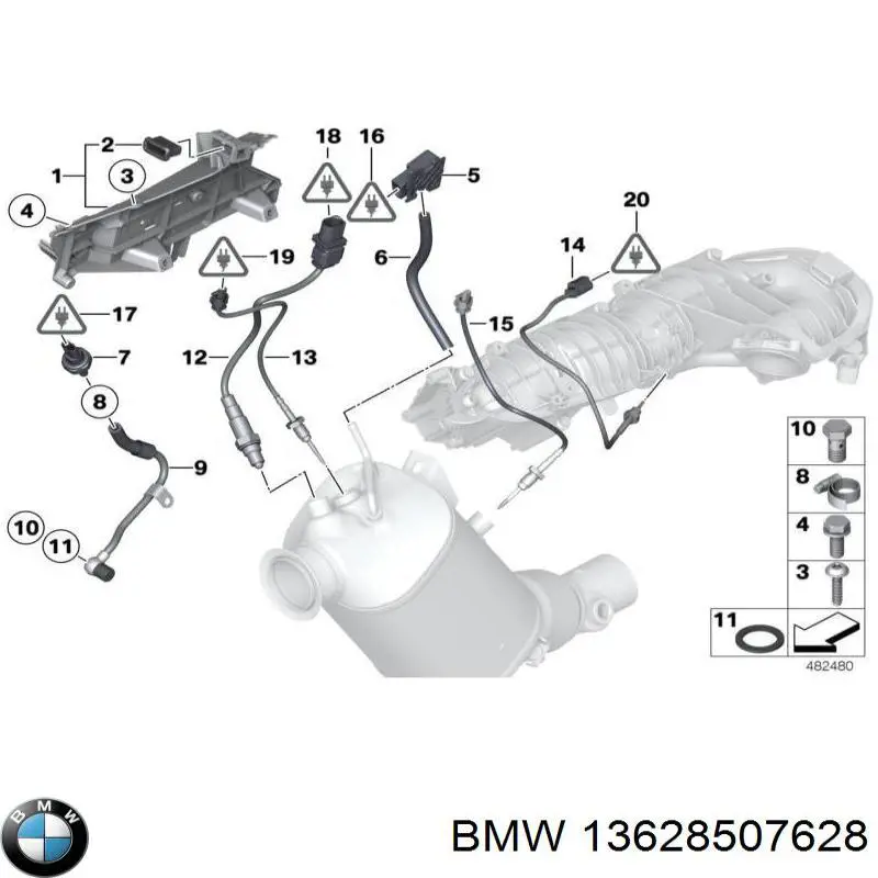Czujnik temperatury spalin, przed katalizatorem BMW 13628507628 cena, od 73,39 USD