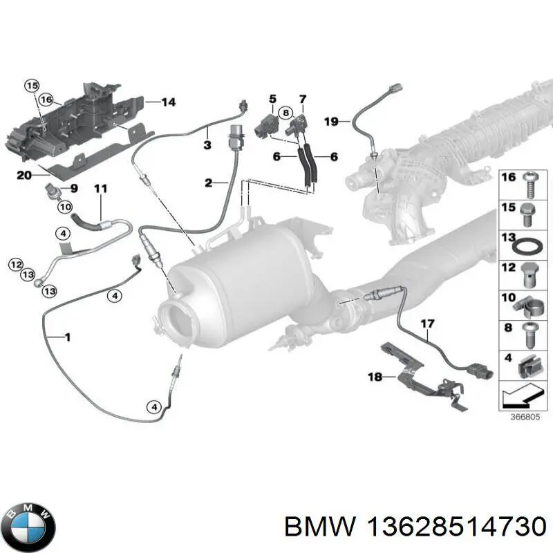 Czujnik temperatury spalin, przed katalizatorem BMW 13628514730 cena, od 82,99 USD