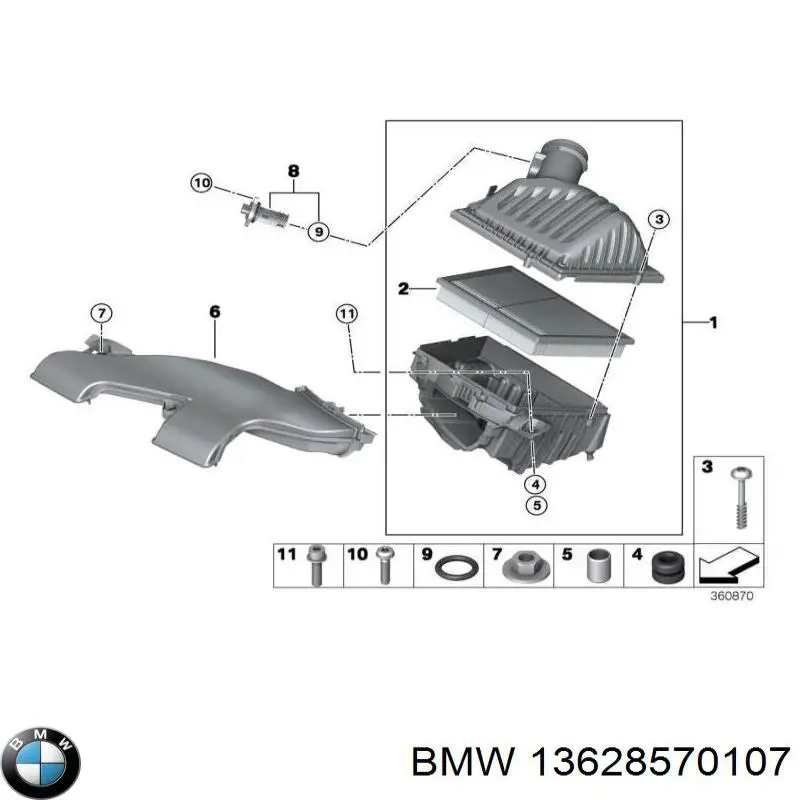13628570107 BMW Czujnik przepływu powietrza, przepływomierz powietrza M.A.F.
