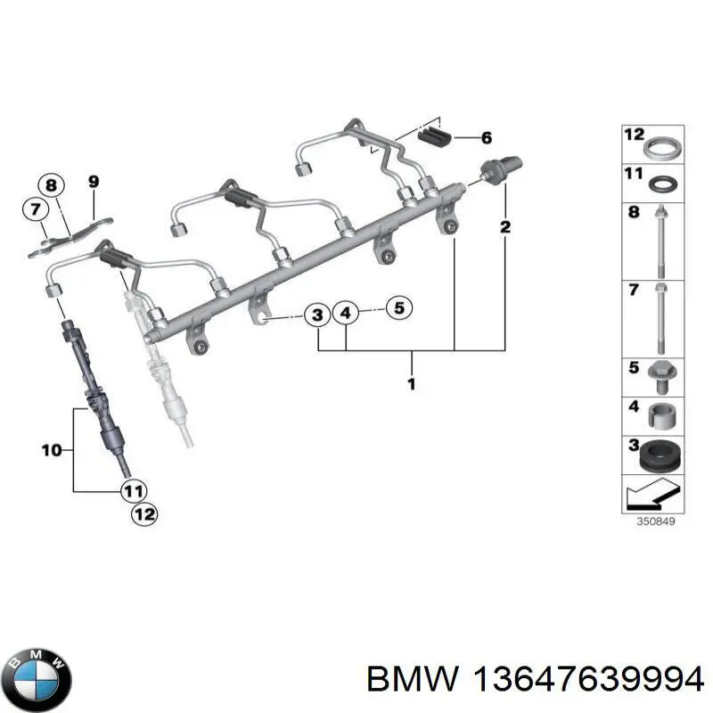 Wtryskiwacz paliwa BMW 13647639994