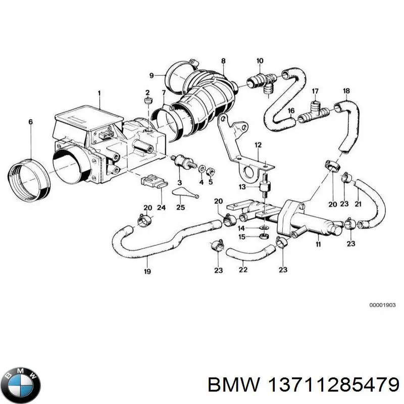 Do koszyka 13711285479 BMW Króciec powietrza, przepływomierz
