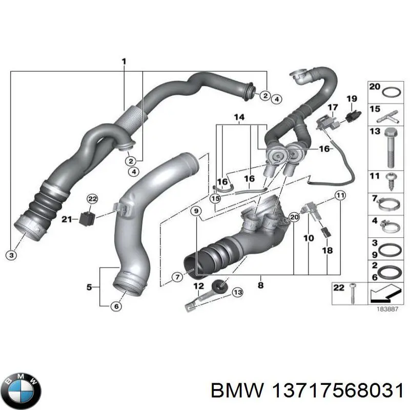 Uszczelka (podkładka) rurki intercoolera BMW 13717568031 cena, od 17,02 USD