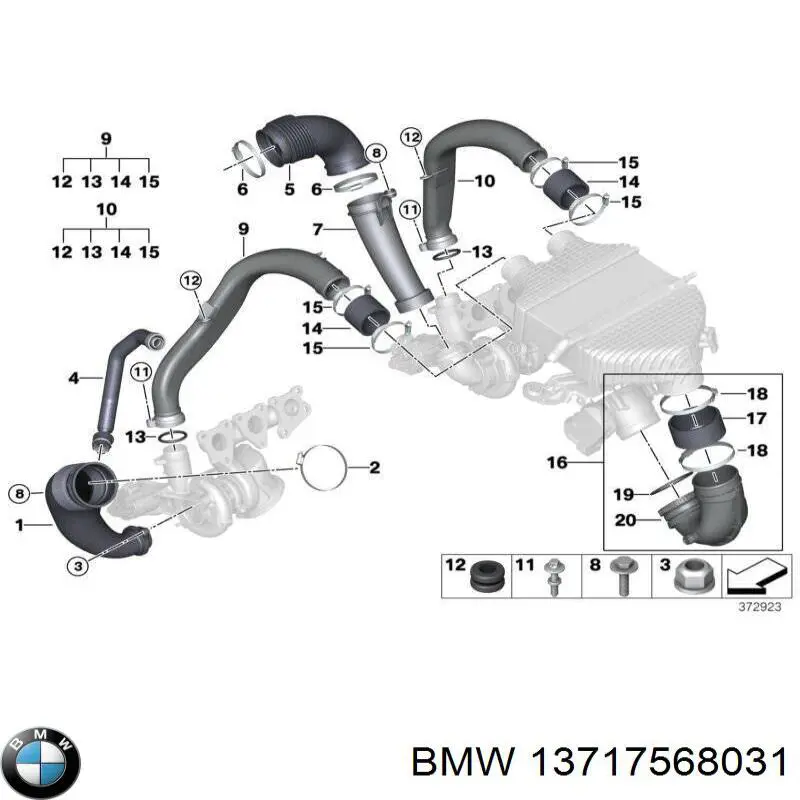 Do koszyka 13717568031 BMW Uszczelka (podkładka) rurki intercoolera
