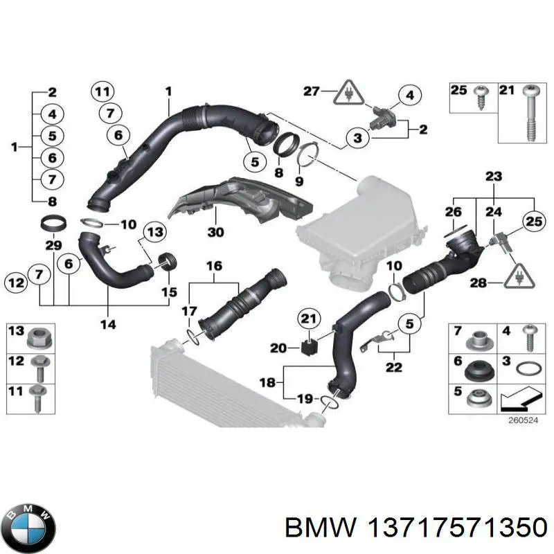 Przewód (króciec) intercoolera lewy do BMW X1 (E84)