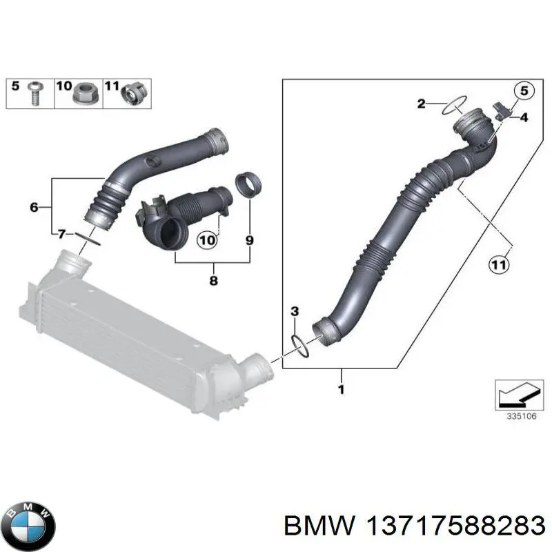Przewód (króciec) intercoolera BMW 13717588283 cena, od 25,53 USD
