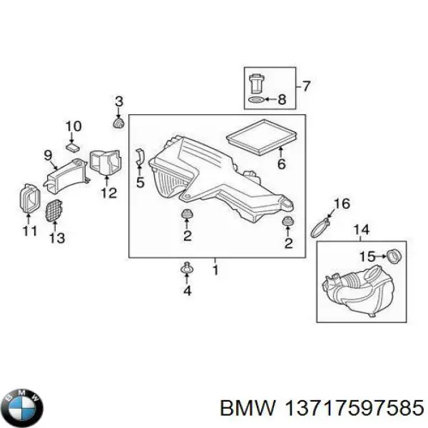 13717597585 BMW Króciec powietrza, wlot filtra powietrznego